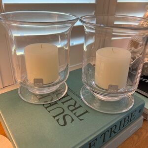 PAIR of Simon Pearce medium hurricane candles NEW